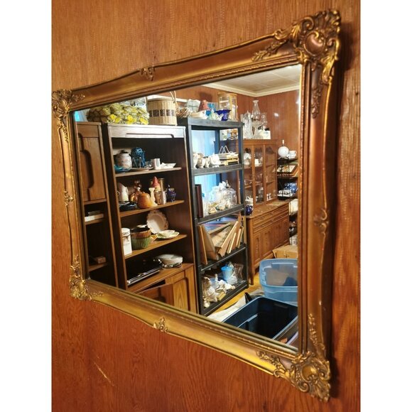 Mirror Wood Guilded with Bronze and Gold Tones Vintage 1977 Made in London - Picture 2 of 12